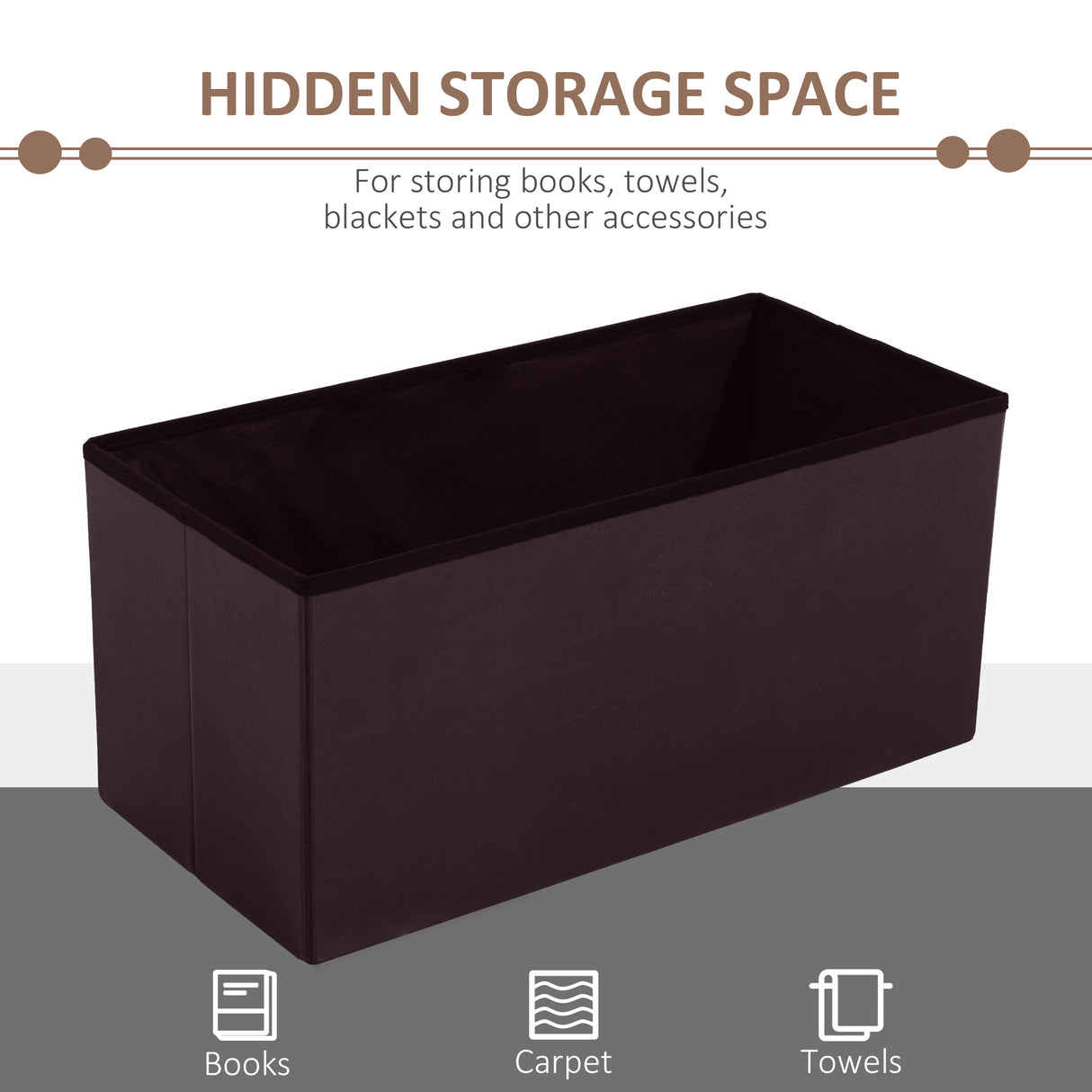 Faux Leather Storage Ottoman 76cm Wide - Velmora