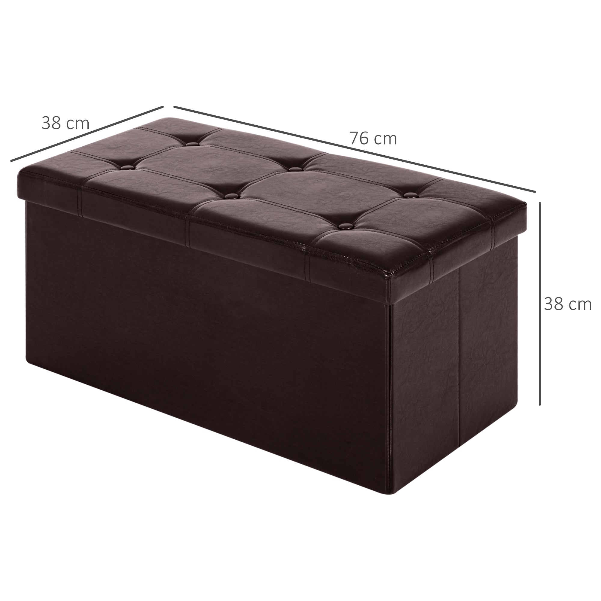 Faux Leather Storage Ottoman 76cm Wide - Velmora