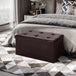 Faux Leather Storage Ottoman 76cm Wide - Velmora