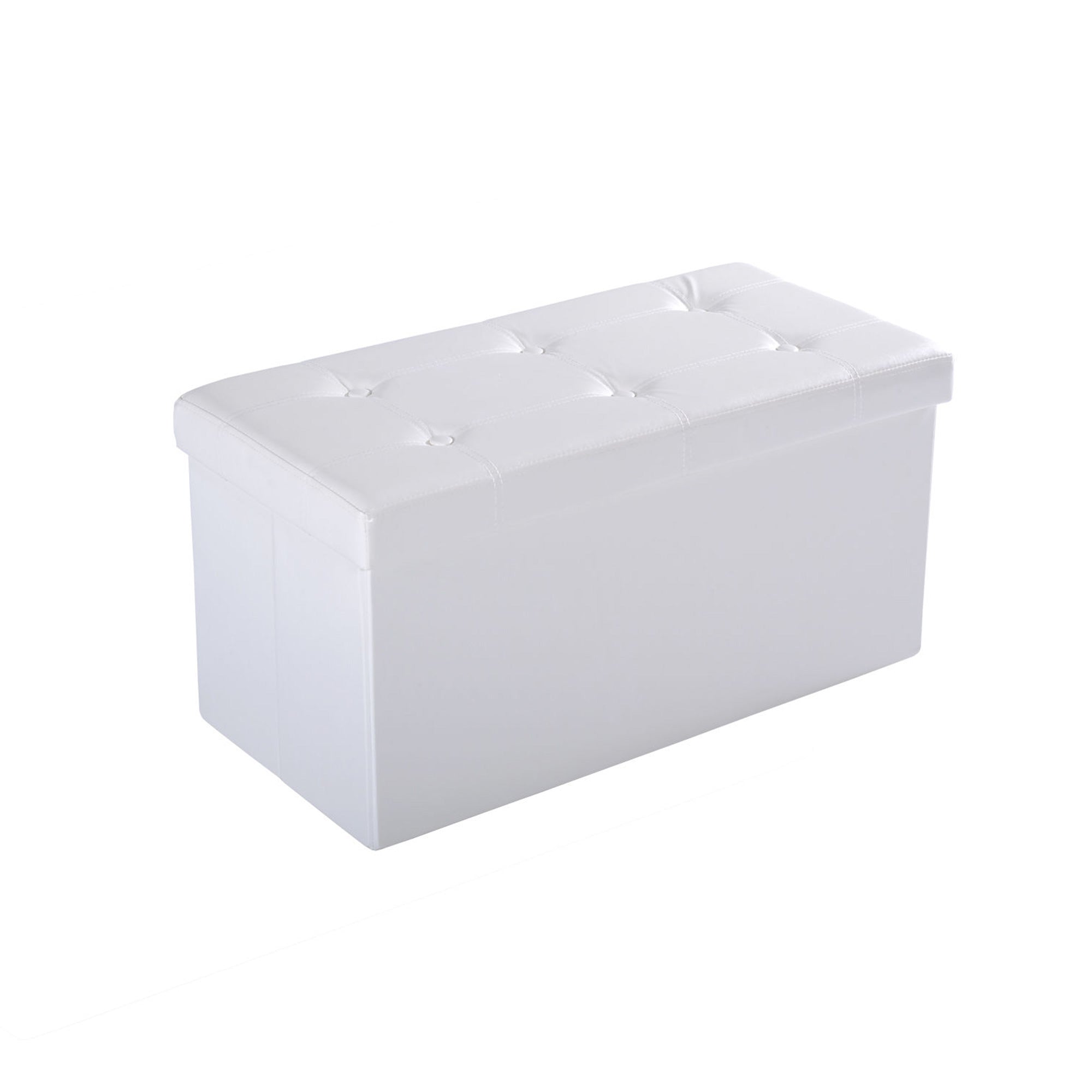 Faux Leather Storage Ottoman 76cm Wide - Velmora