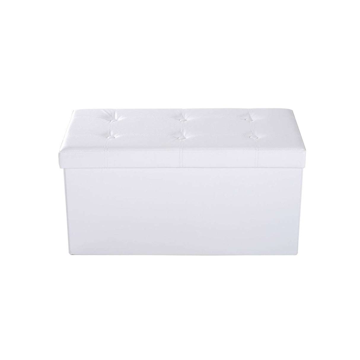 Faux Leather Storage Ottoman 76cm Wide - Velmora