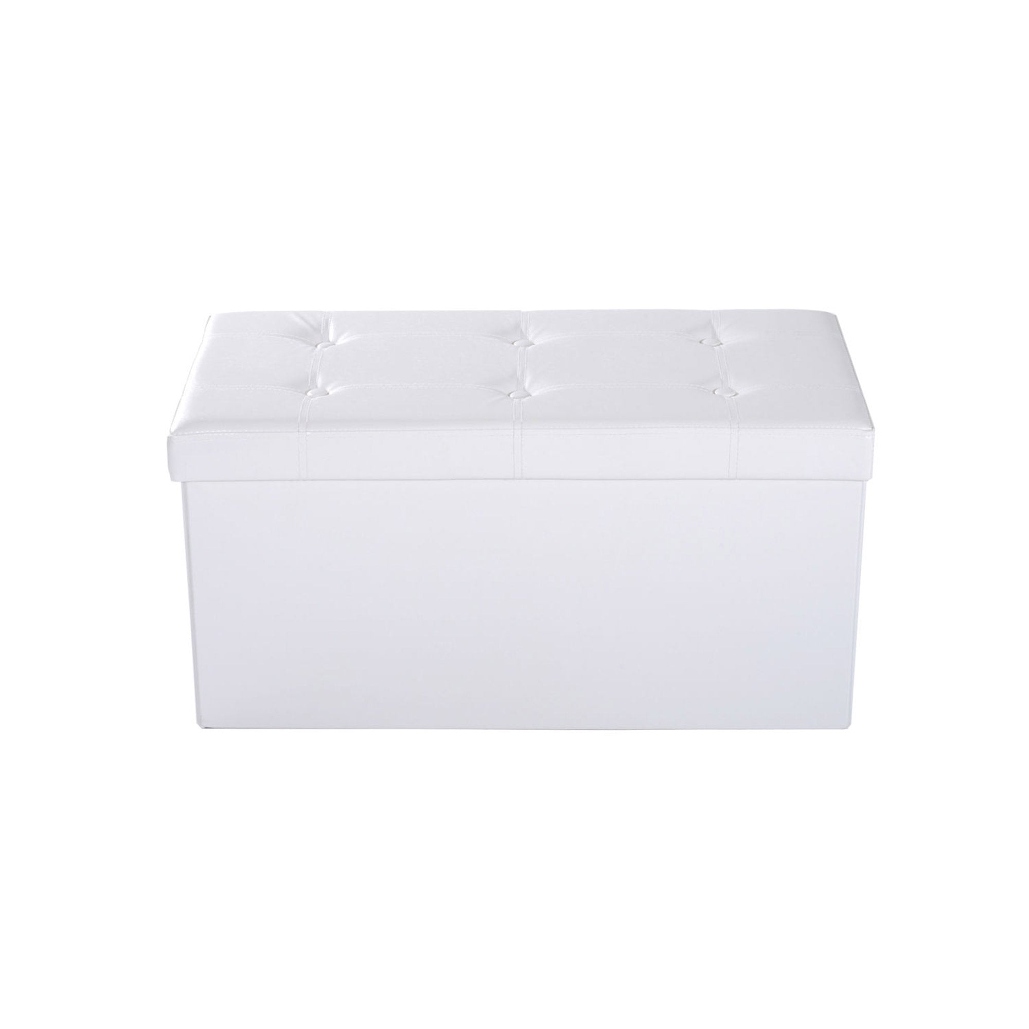 Faux Leather Storage Ottoman 76cm Wide - Velmora