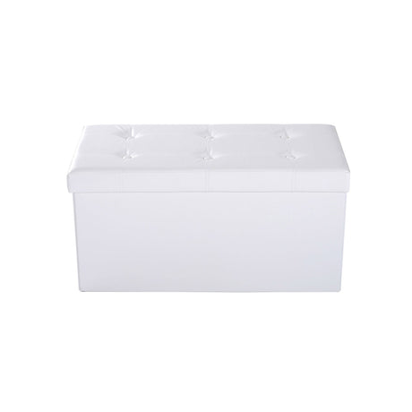 Faux Leather Storage Ottoman 76cm Wide - Velmora