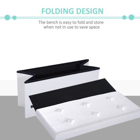 Faux Leather Storage Ottoman 76cm Wide - Velmora