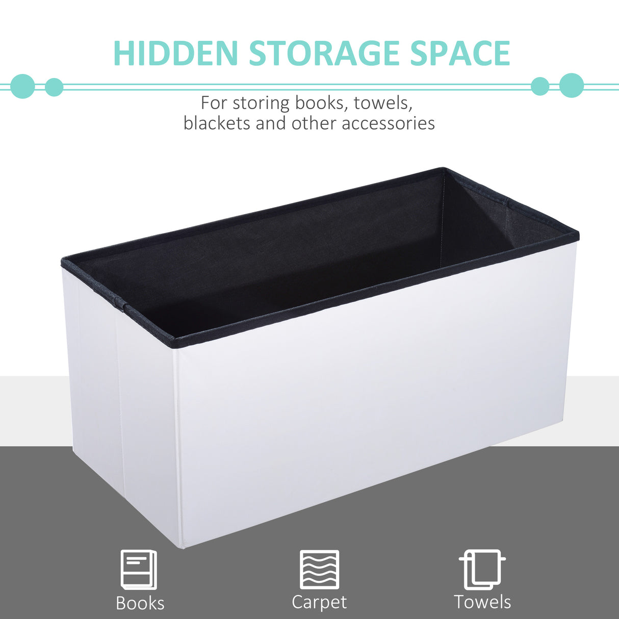 Faux Leather Storage Ottoman 76cm Wide - Velmora