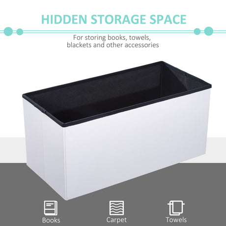 Faux Leather Storage Ottoman 76cm Wide - Velmora