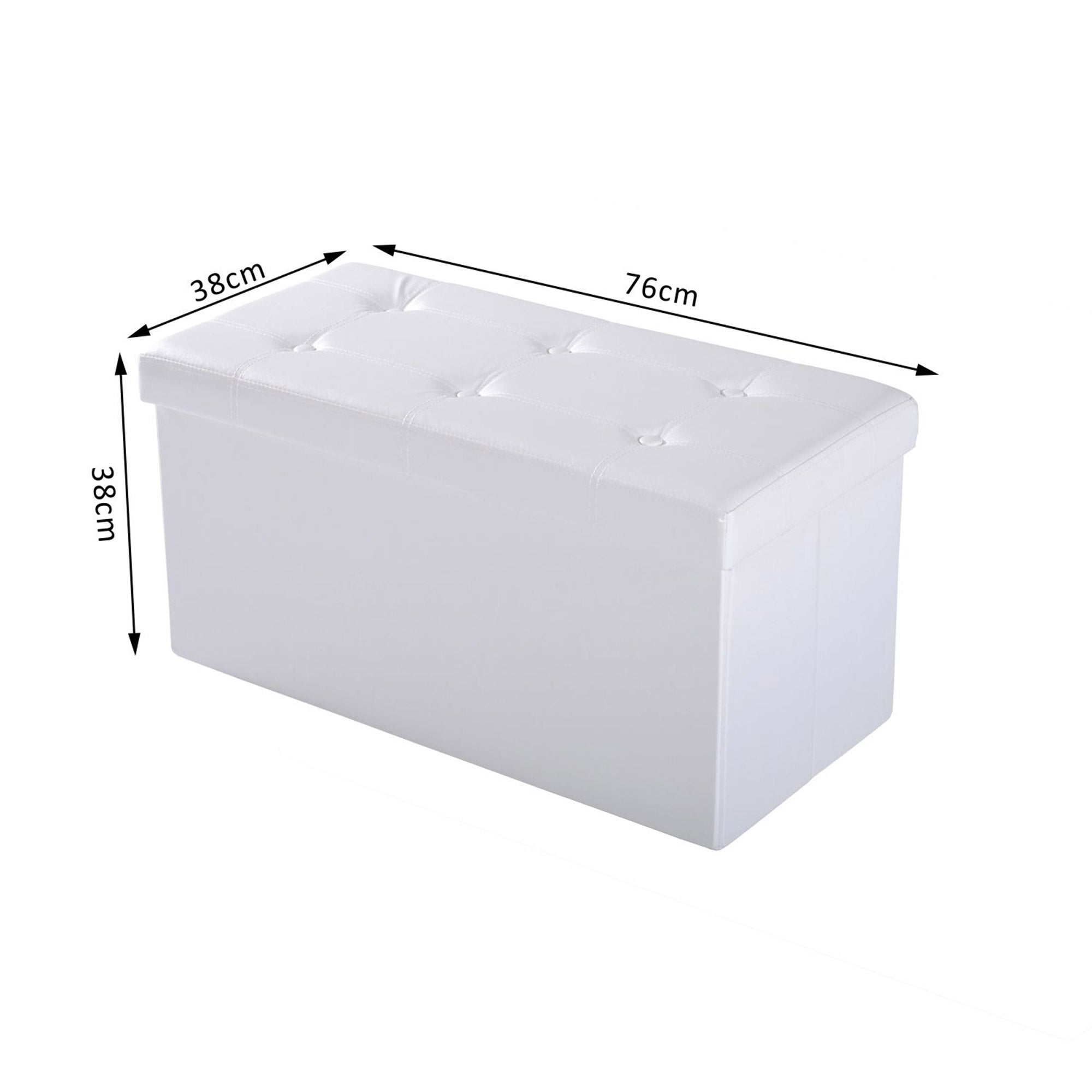 Faux Leather Storage Ottoman 76cm Wide - Velmora
