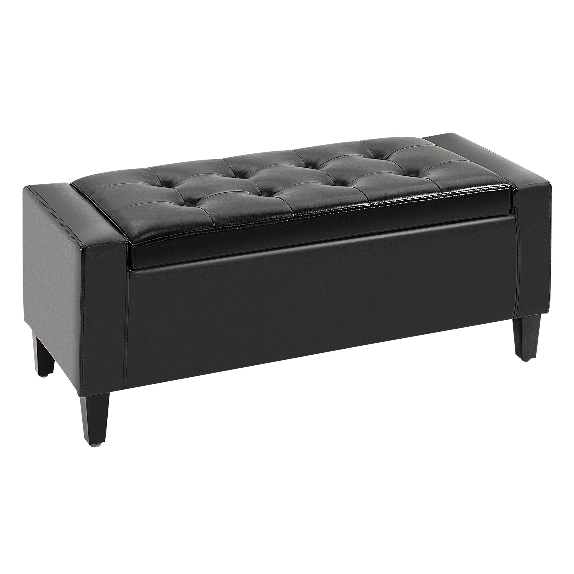 Faux Leather Storage Ottoman 92cm Wide - Velmora