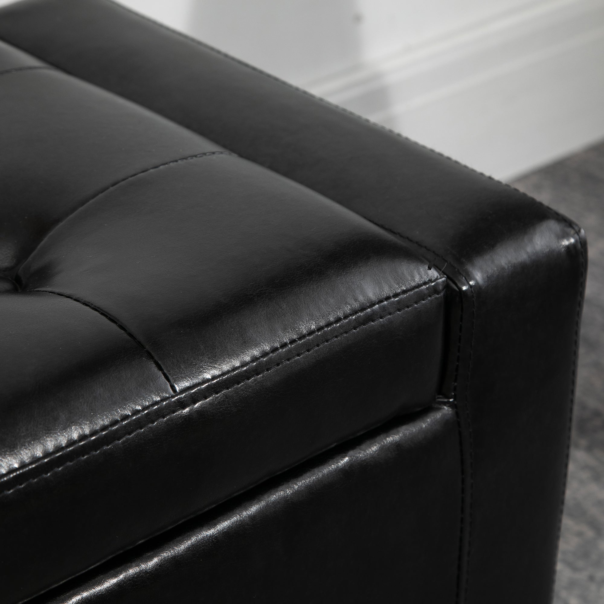 Faux Leather Storage Ottoman 92cm Wide - Velmora