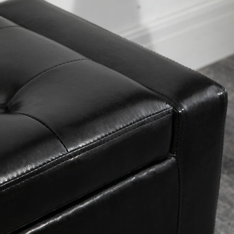 Faux Leather Storage Ottoman 92cm Wide - Velmora