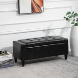Faux Leather Storage Ottoman 92cm Wide - Velmora