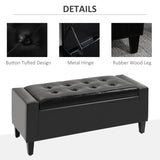 Faux Leather Storage Ottoman 92cm Wide - Velmora