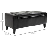 Faux Leather Storage Ottoman 92cm Wide - Velmora