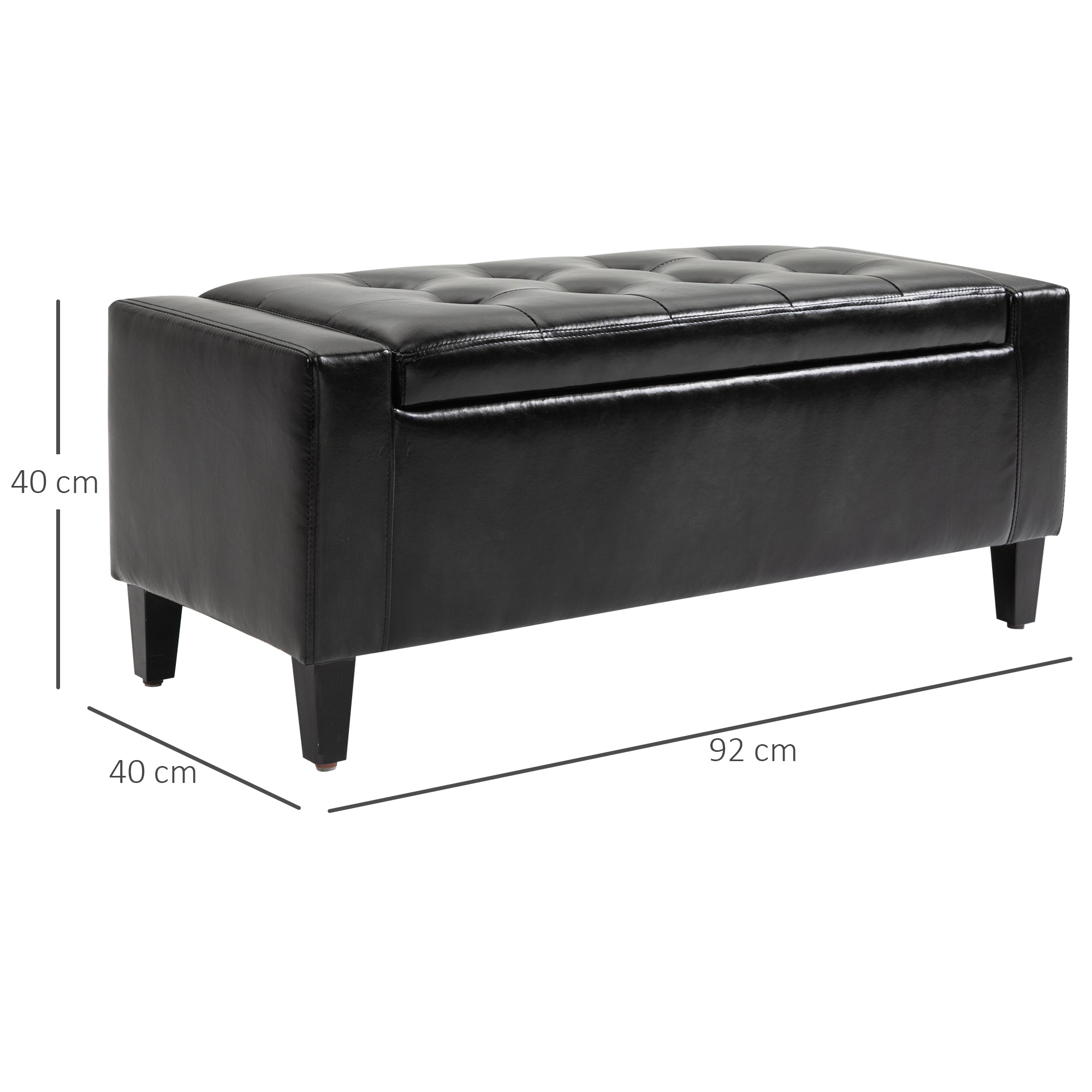 Faux Leather Storage Ottoman 92cm Wide - Velmora