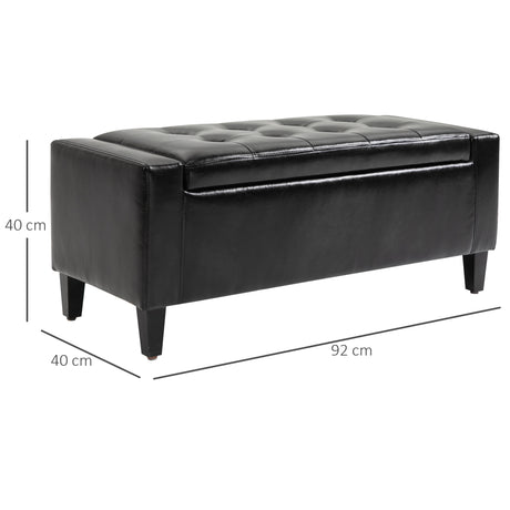 Faux Leather Storage Ottoman 92cm Wide - Velmora