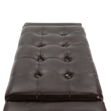 Faux Leather Storage Ottoman 92cm Wide - Velmora