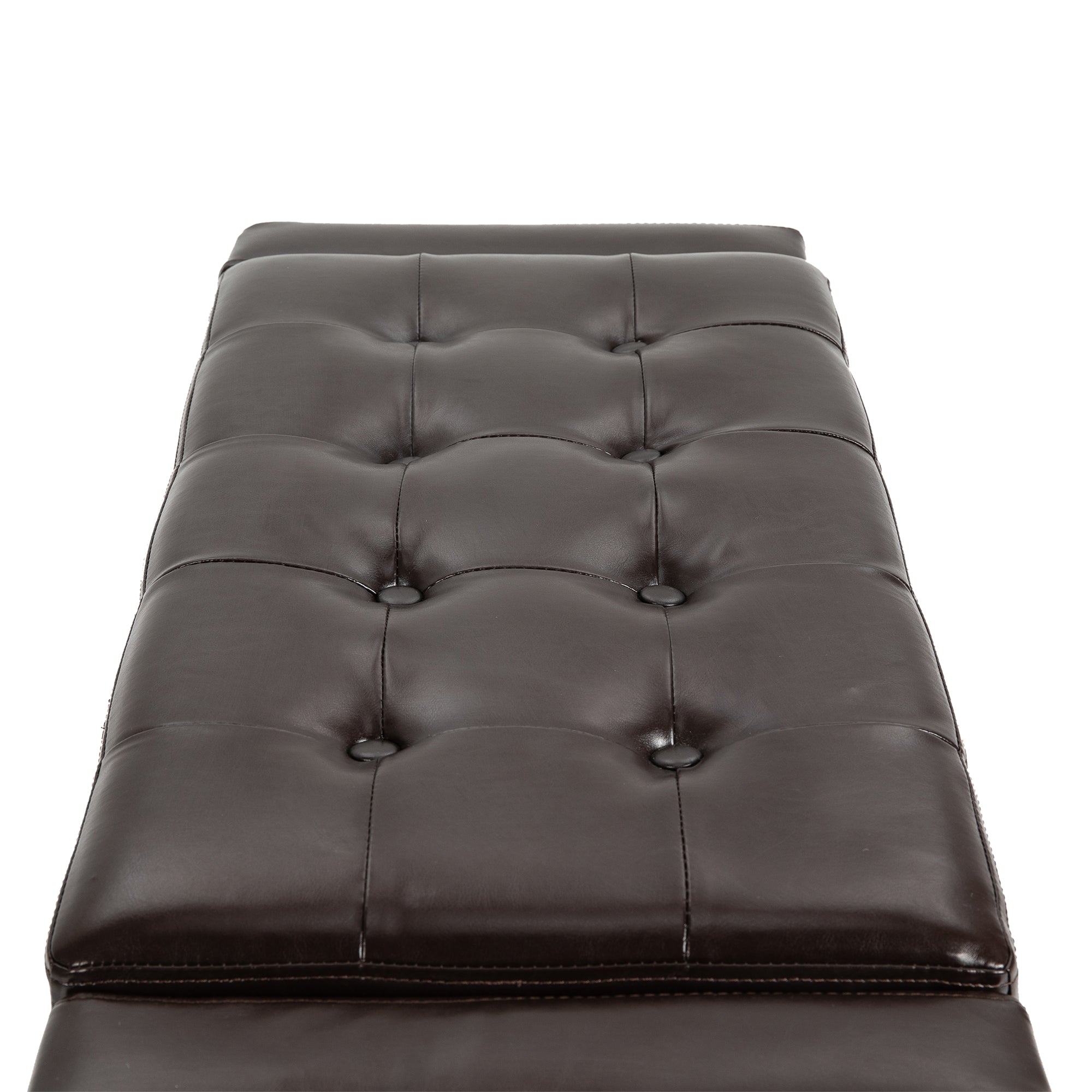 Faux Leather Storage Ottoman 92cm Wide - Velmora