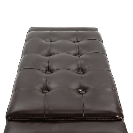 Faux Leather Storage Ottoman 92cm Wide - Velmora