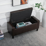Faux Leather Storage Ottoman 92cm Wide - Velmora