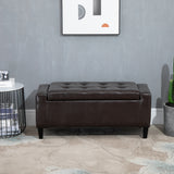 Faux Leather Storage Ottoman 92cm Wide - Velmora