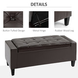 Faux Leather Storage Ottoman 92cm Wide - Velmora