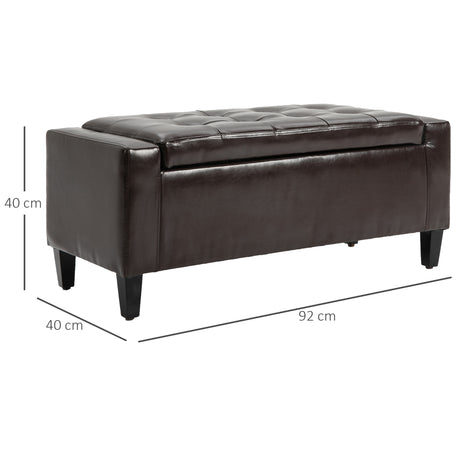 Faux Leather Storage Ottoman 92cm Wide - Velmora