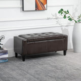 Faux Leather Storage Ottoman 92cm Wide - Velmora