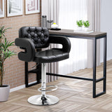 Faux Leather Swivel Bar Stool With Back - Velmora