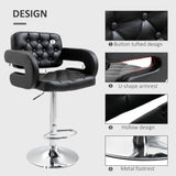 Faux Leather Swivel Bar Stool With Back - Velmora