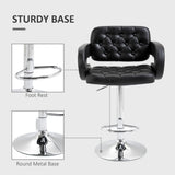 Faux Leather Swivel Bar Stool With Back - Velmora