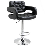 Faux Leather Swivel Bar Stool With Back - Velmora