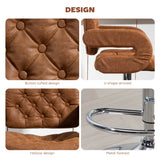 Faux Leather Swivel Bar Stool With Back - Velmora