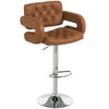 Faux Leather Swivel Bar Stool With Back - Velmora