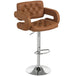 Faux Leather Swivel Bar Stool With Back - Velmora