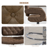 Faux Leather Swivel Bar Stool With Back - Velmora