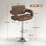 Faux Leather Swivel Bar Stool With Back - Velmora
