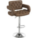Faux Leather Swivel Bar Stool With Back - Velmora