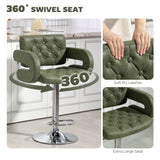 Faux Leather Swivel Bar Stool With Back - Velmora