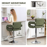 Faux Leather Swivel Bar Stool With Back - Velmora