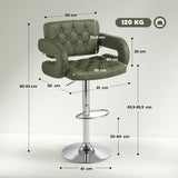 Faux Leather Swivel Bar Stool With Back - Velmora