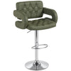 Faux Leather Swivel Bar Stool With Back - Velmora