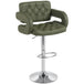 Faux Leather Swivel Bar Stool With Back - Velmora