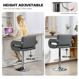 Faux Leather Swivel Bar Stool With Back - Velmora