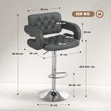 Faux Leather Swivel Bar Stool With Back - Velmora