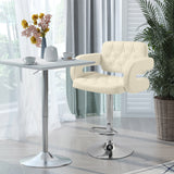 Faux Leather Swivel Bar Stool With Back - Velmora