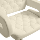 Faux Leather Swivel Bar Stool With Back - Velmora