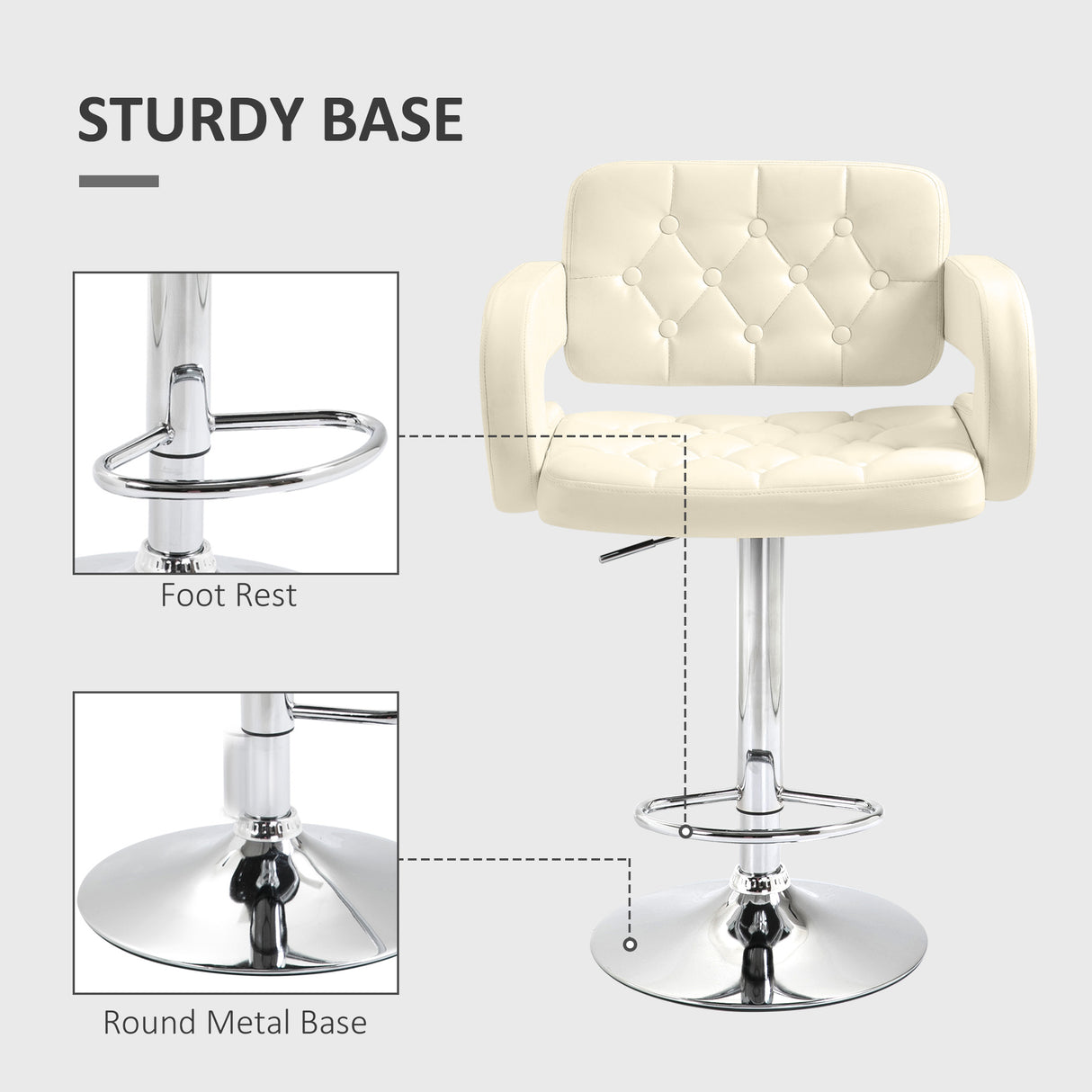Faux Leather Swivel Bar Stool With Back - Velmora