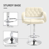 Faux Leather Swivel Bar Stool With Back - Velmora