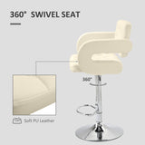 Faux Leather Swivel Bar Stool With Back - Velmora