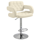 Faux Leather Swivel Bar Stool With Back - Velmora
